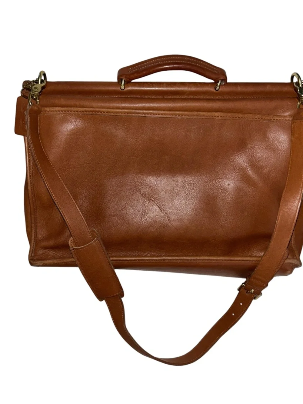 coach beckman vintage 90s British tan saddle leather briefcase attache bag 16x13